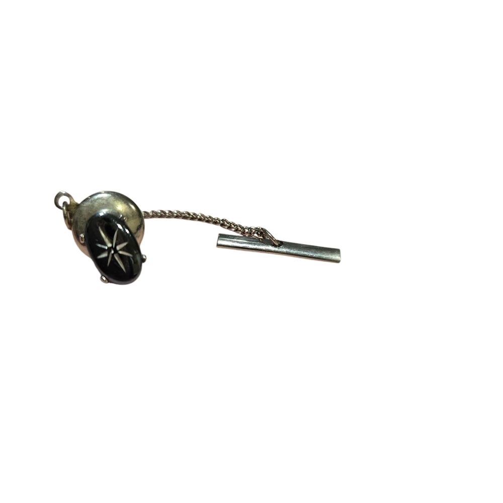 Vintage Asterisk Silver and Black Tie Pin